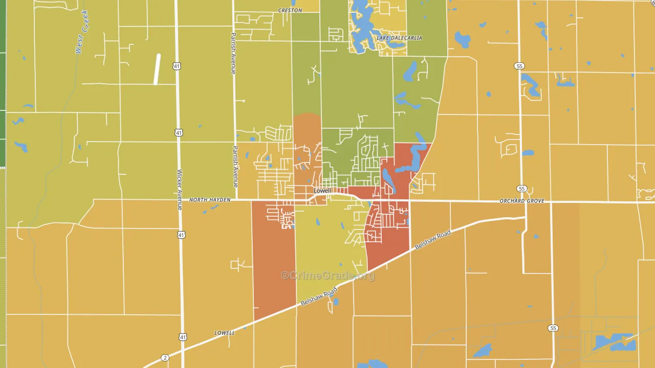 Lowell, IN Map of Vandalism Rates