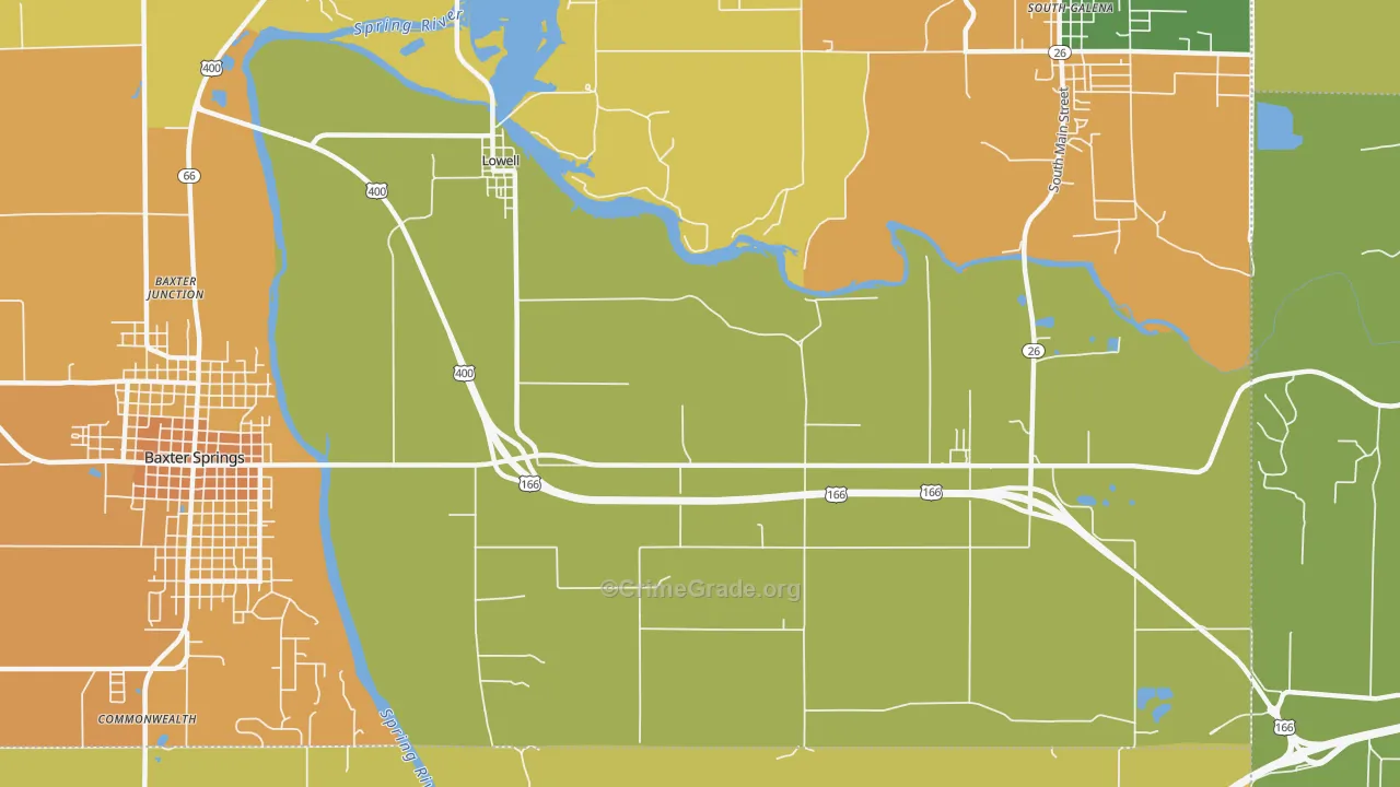 Lowell, KS Map of Vandalism Rates