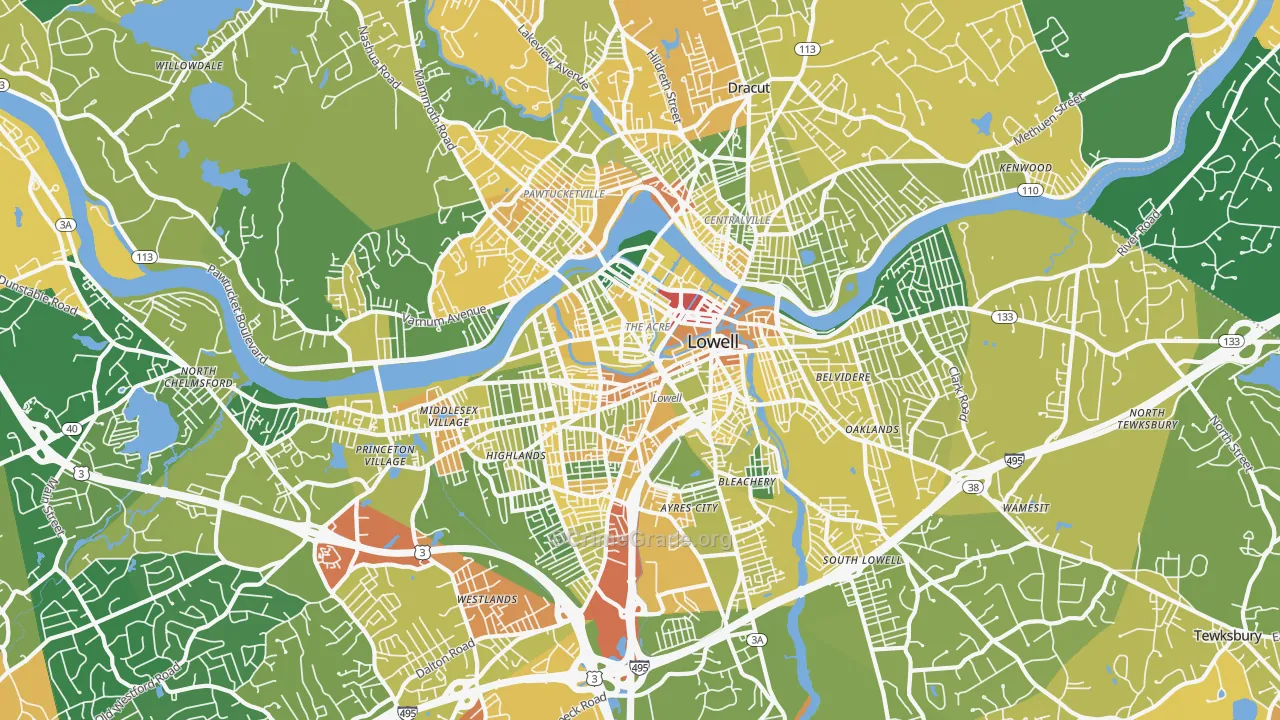 Lowell, MA Map of Vandalism Rates