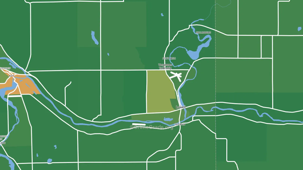 Lowell, MI Map of Vandalism Rates