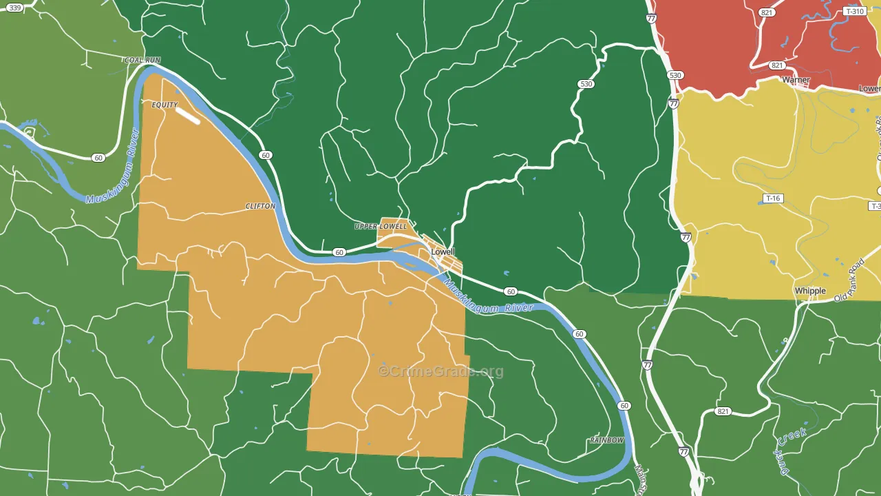 Lowell, OH Map of Vandalism Rates