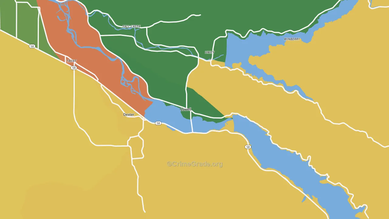 Lowell, OR Map of Vandalism Rates