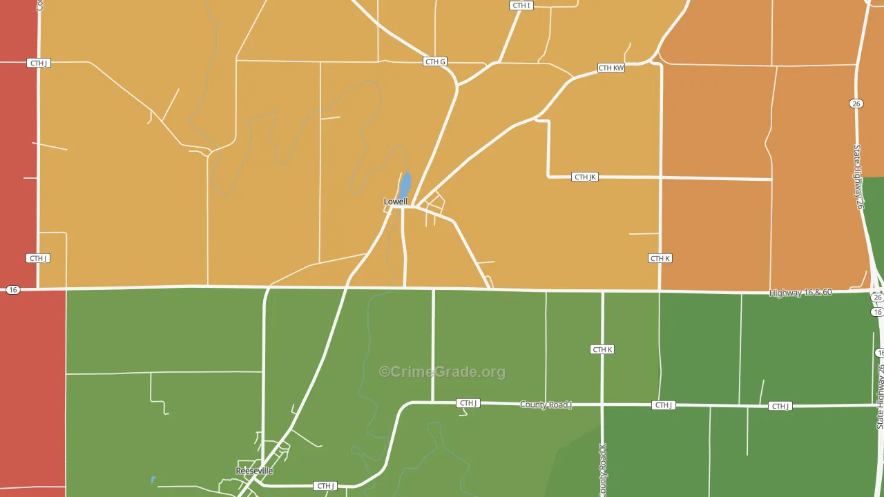 Lowell, WI Map of Vandalism Rates