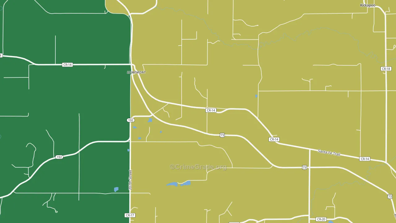 Lowemont, KS Map of Vandalism Rates