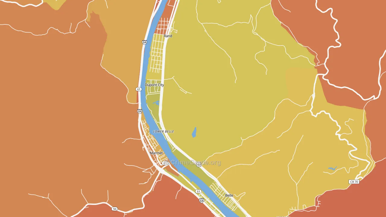 Lower Belle, WV Map of Vandalism Rates