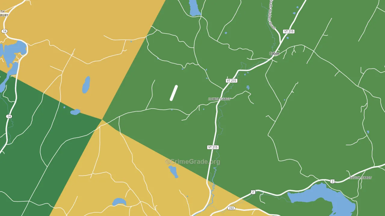 Lower Cabot, VT Map of Vandalism Rates