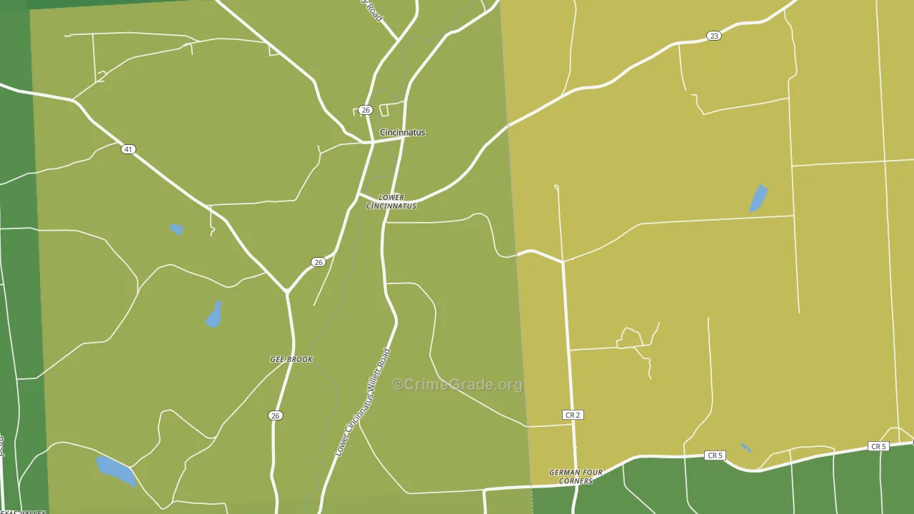 Lower Cincinnatus, NY Map of Vandalism Rates