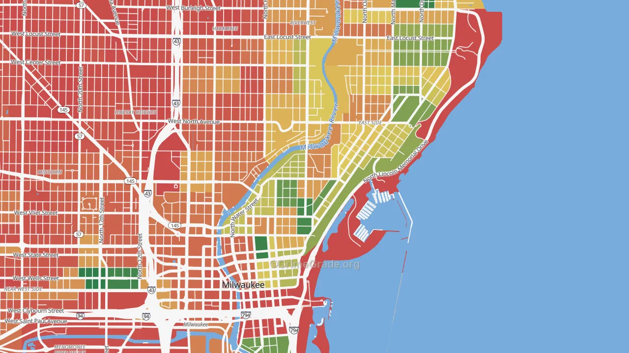 Lower East Side, Milwaukee, WI Map of Vandalism Rates