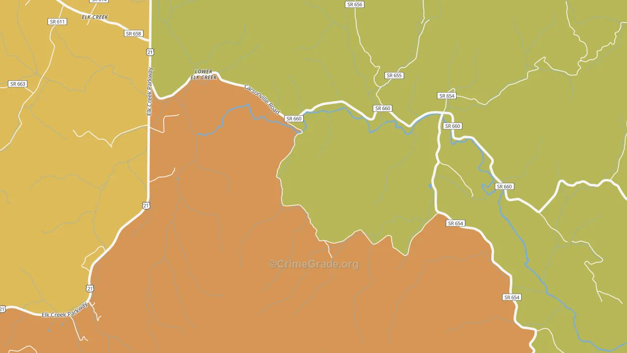 Lower Elk Creek, VA Map of Vandalism Rates