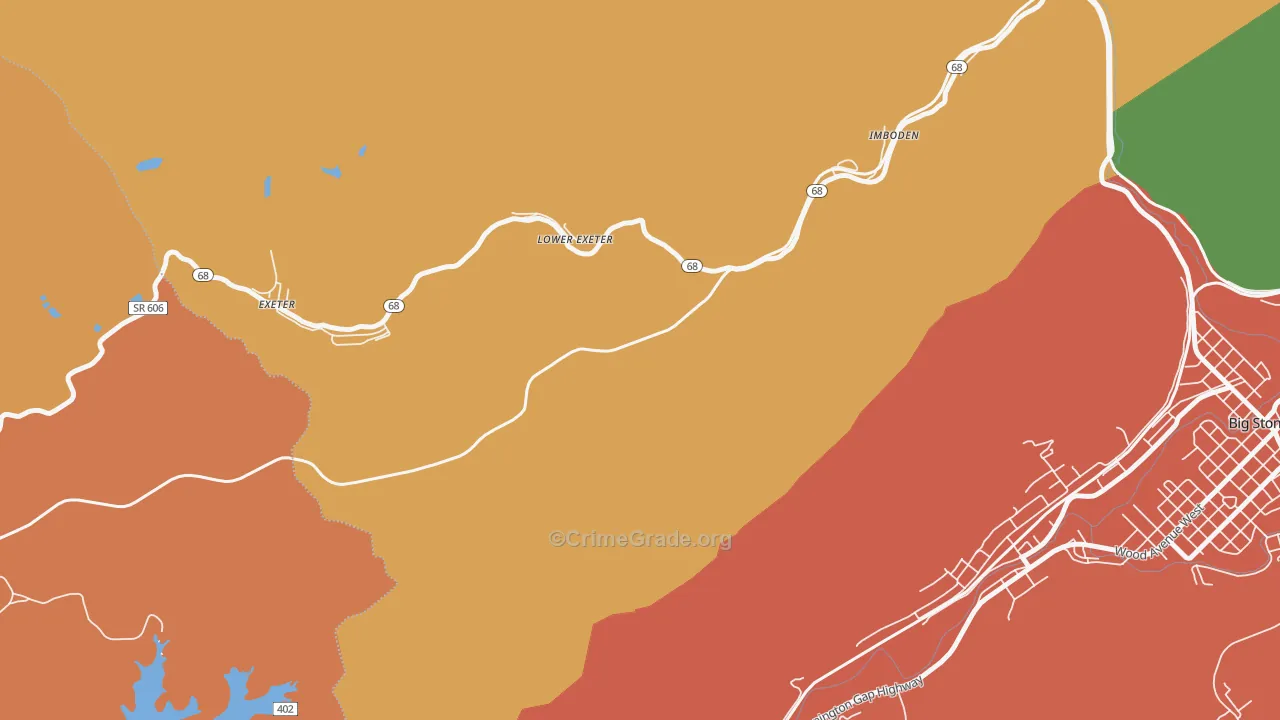 Lower Exeter, VA Map of Vandalism Rates