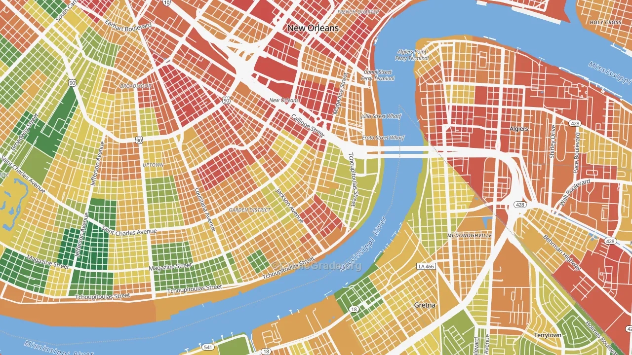 Lower Garden District, New Orleans, LA Map of Vandalism Rates