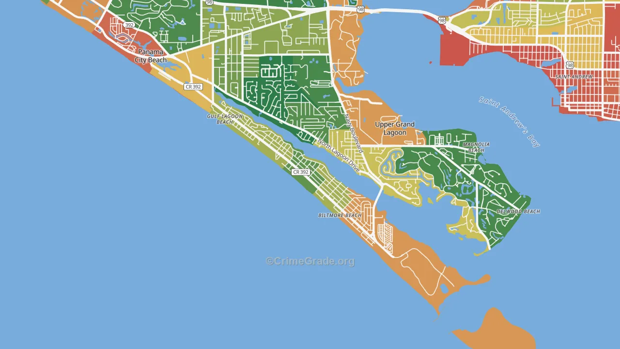 Lower Grand Lagoon, FL Map of Vandalism Rates
