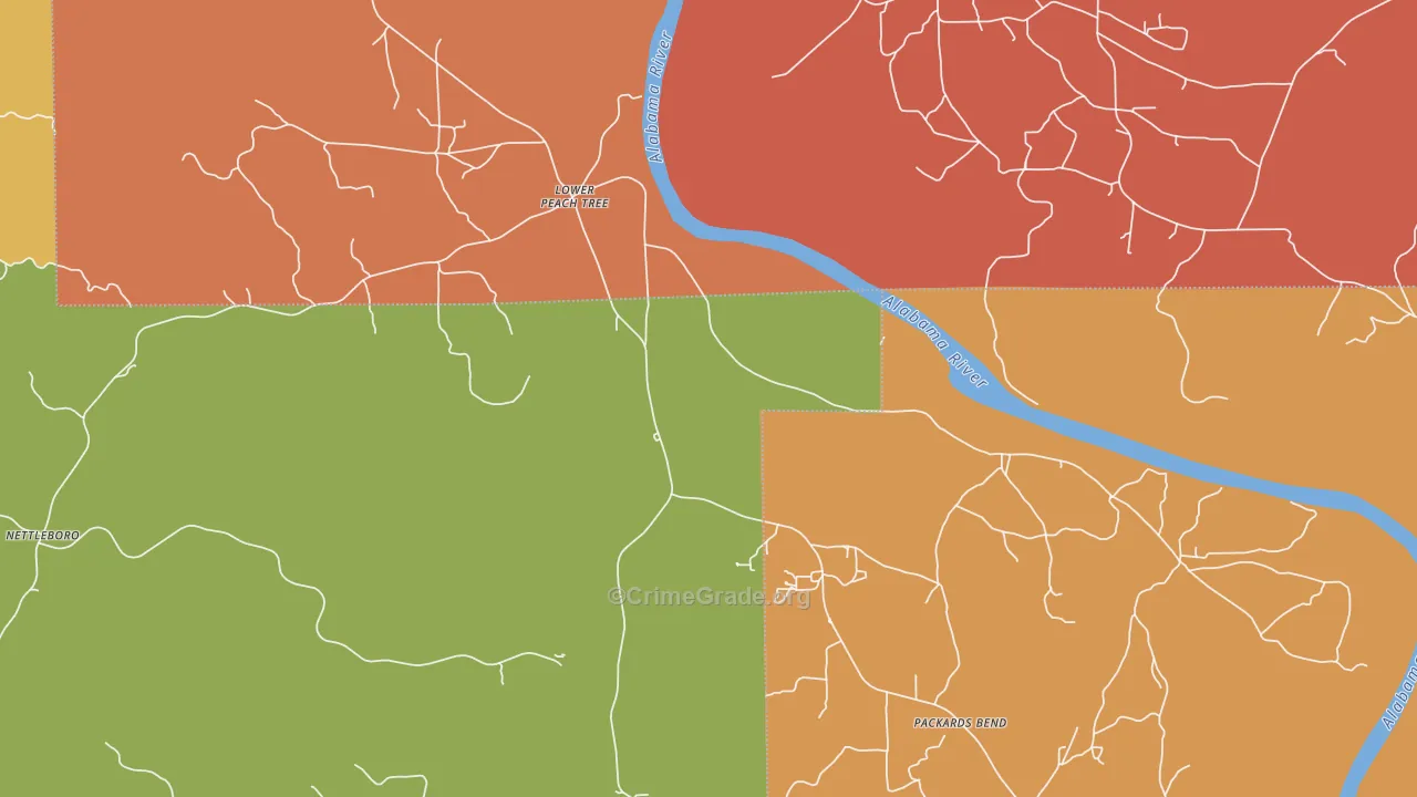 Lower Peach Tree, AL Map of Vandalism Rates