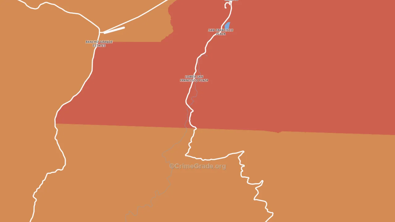 Lower San Francisco Plaza, NM Map of Vandalism Rates