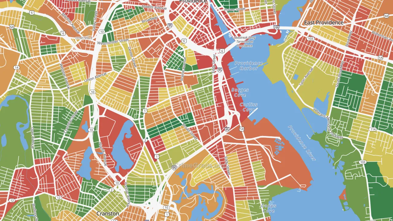 Lower South Providence, Providence, RI Map of Vandalism Rates