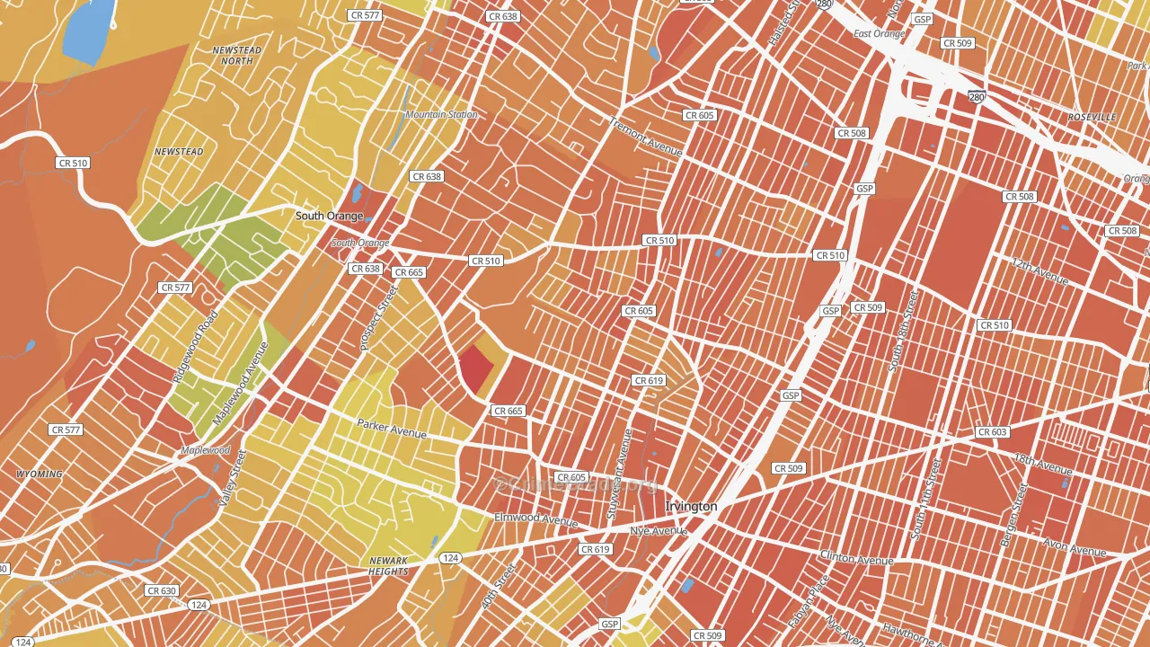 Lower Vailsburg, Newark, NJ Map of Vandalism Rates
