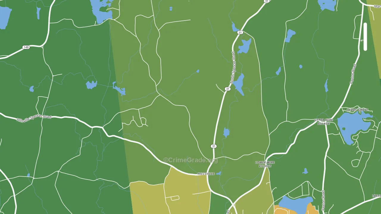 Lower Wire Village, MA Map of Vandalism Rates