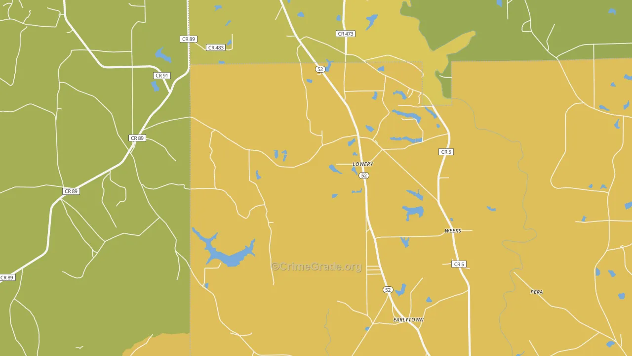 Lowery, AL Map of Vandalism Rates