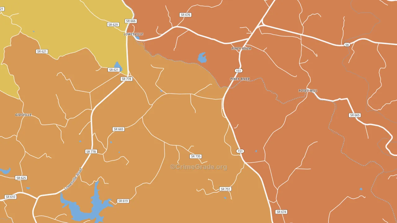 Lowesville, VA Map of Vandalism Rates