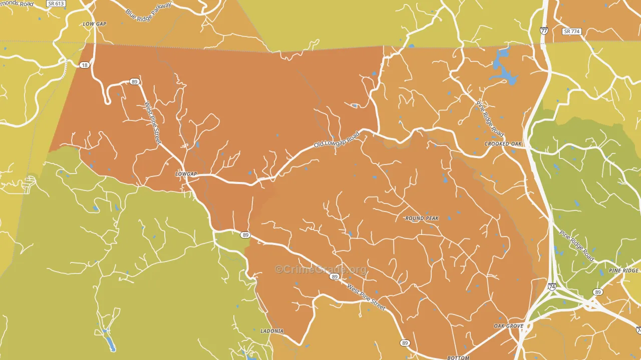 Lowgap, NC Map of Vandalism Rates
