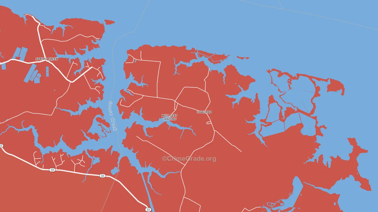 Lowland, NC Map of Vandalism Rates