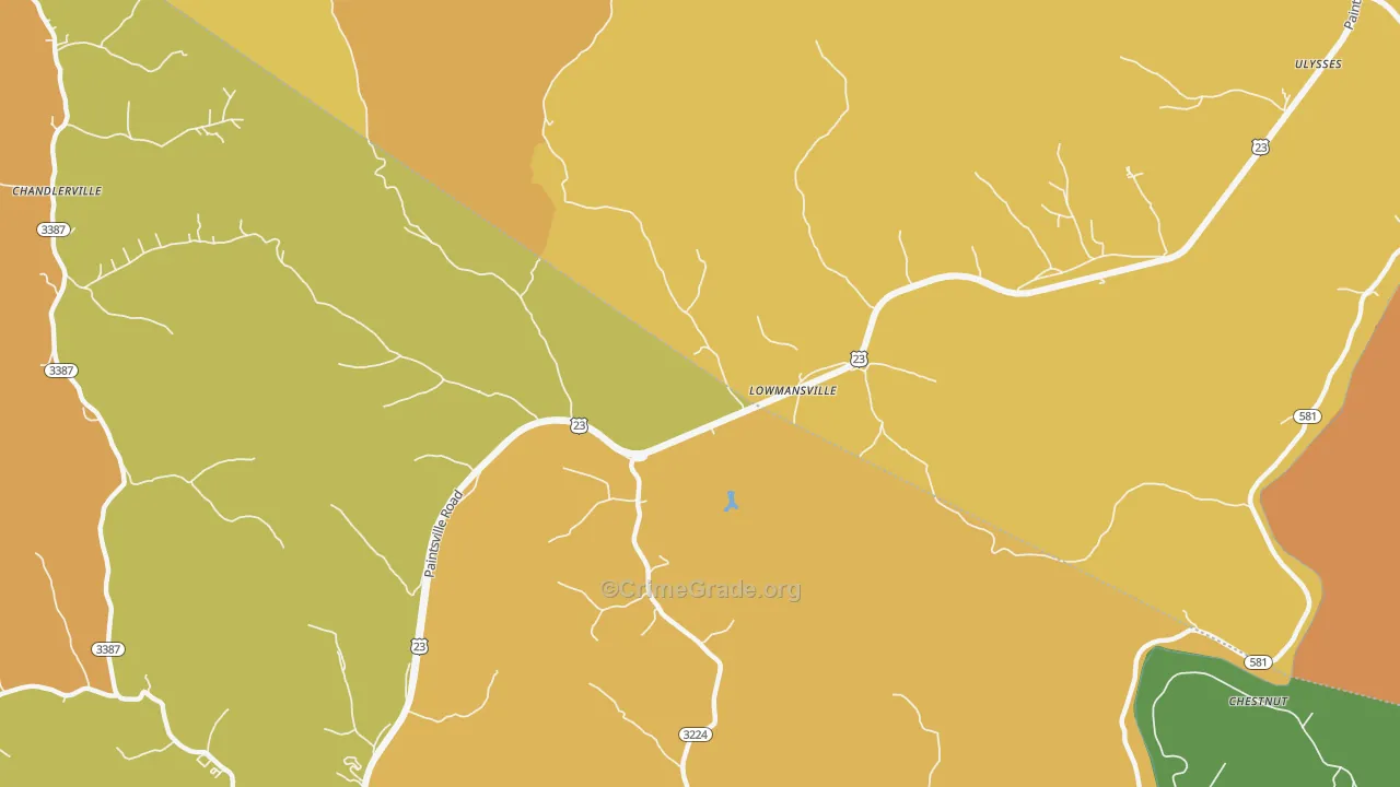 Lowmansville, KY Map of Vandalism Rates