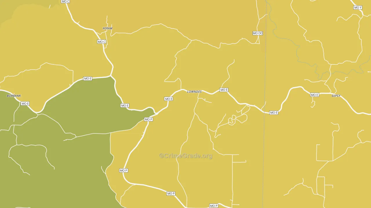 Lowndes, MO Map of Vandalism Rates