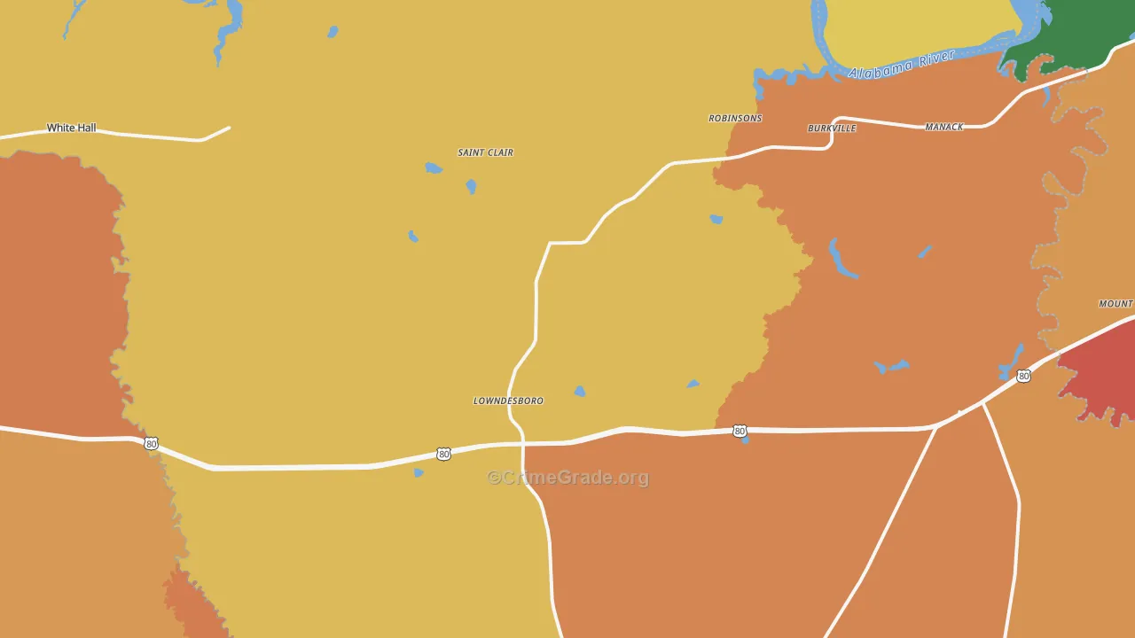 Lowndesboro, AL Map of Vandalism Rates