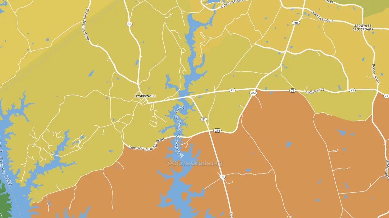 Lowndesville, SC Map of Vandalism Rates