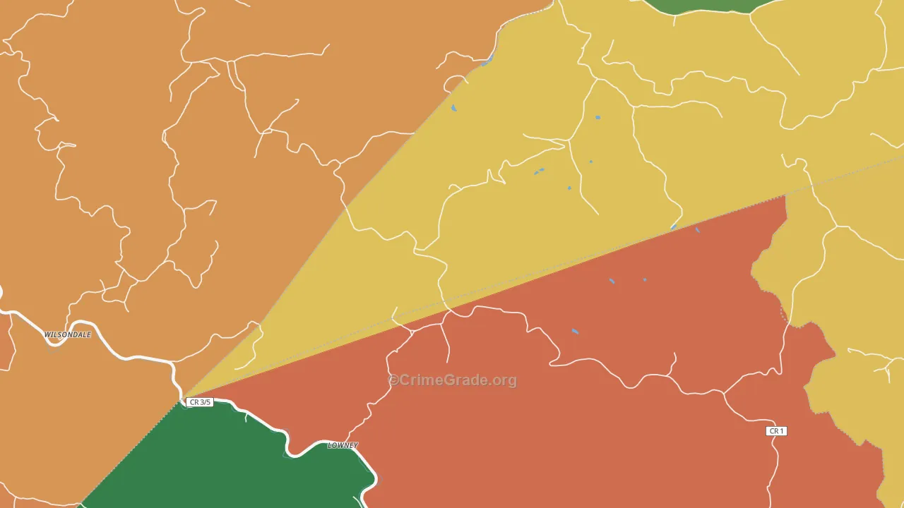 Lowney, WV Map of Vandalism Rates