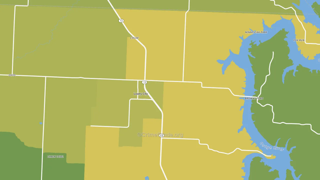 Lowry City, MO Map of Vandalism Rates