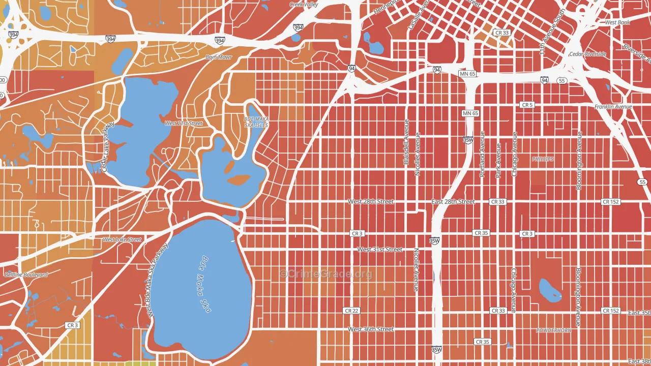Lowry Hill East, Minneapolis, MN Map of Vandalism Rates