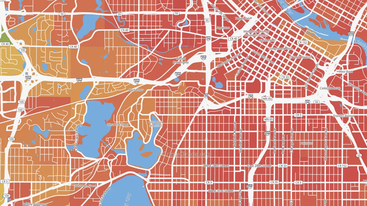 Lowry Hill, Minneapolis, MN Map of Vandalism Rates