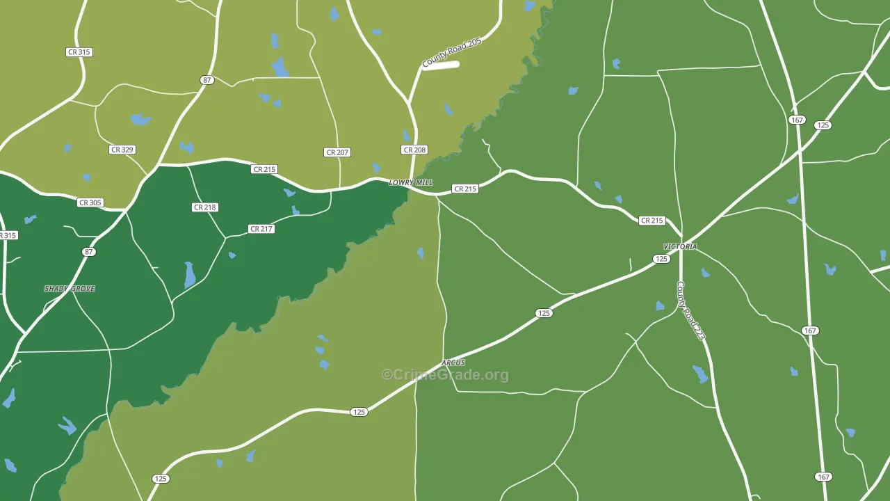 Lowry Mill, AL Map of Vandalism Rates