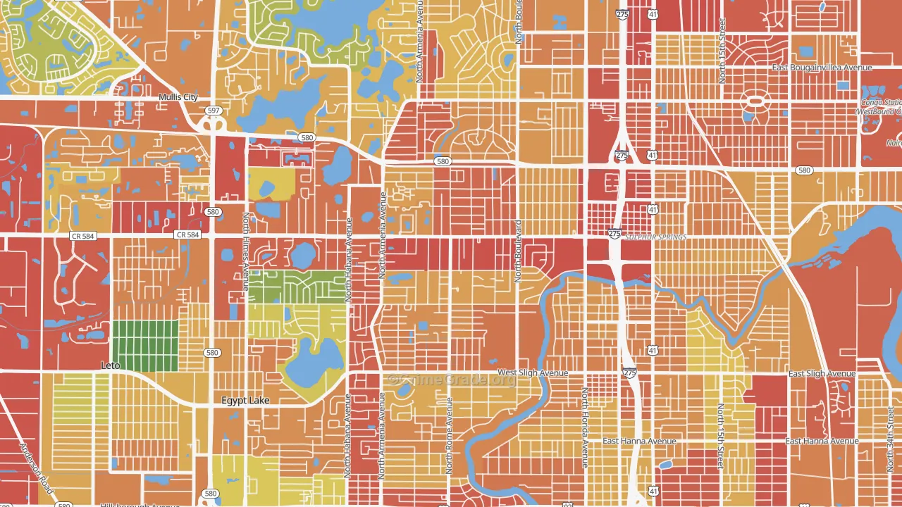 Lowry Park Central, Tampa, FL Map of Vandalism Rates