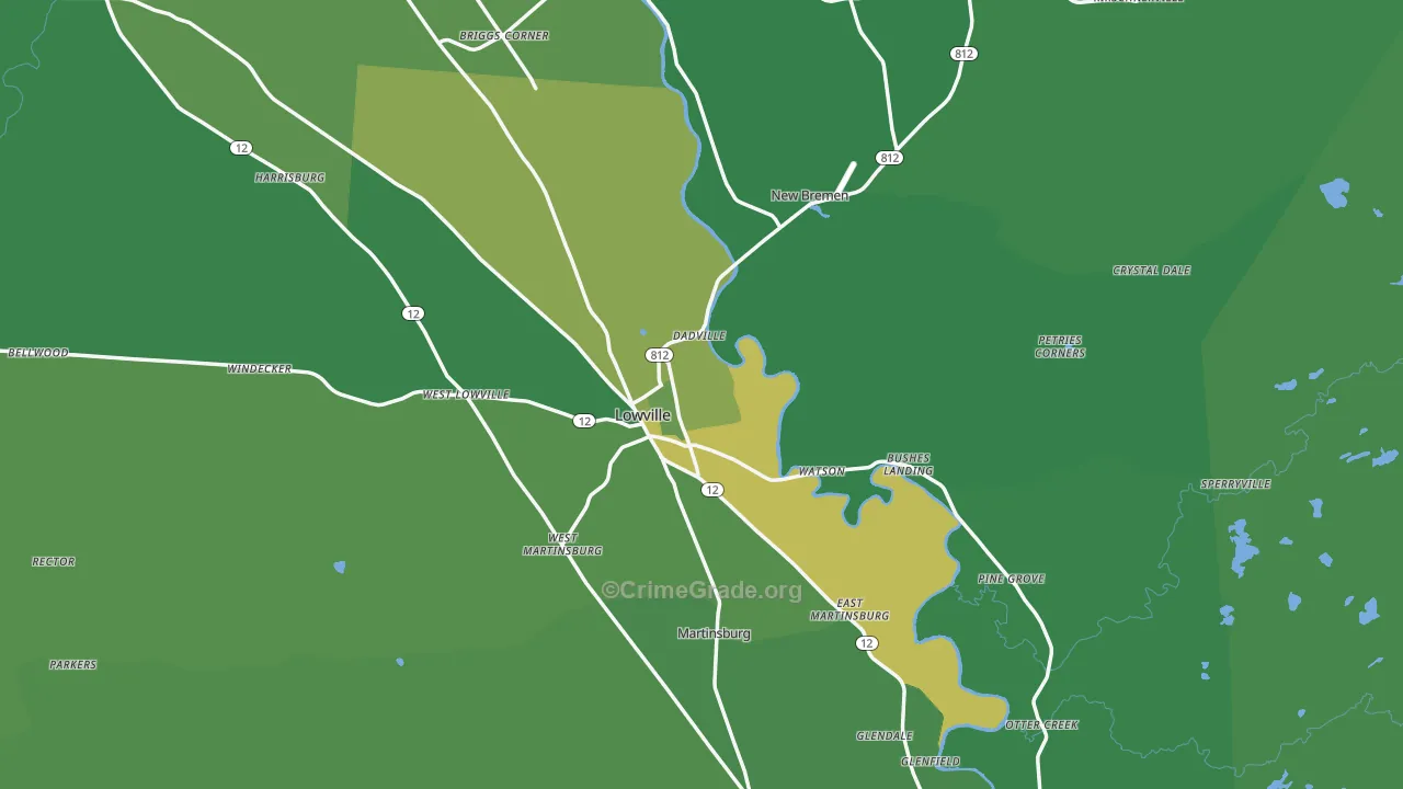 Lowville, NY Map of Vandalism Rates