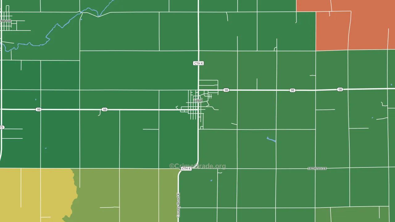 Loyal, WI Map of Vandalism Rates
