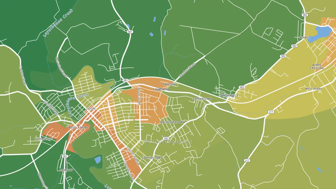 Loyalhanna, PA Map of Vandalism Rates