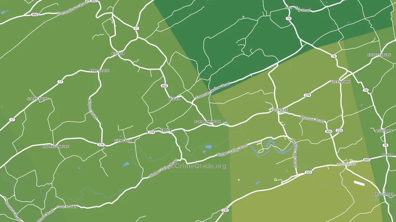 Loysville, PA Map of Vandalism Rates