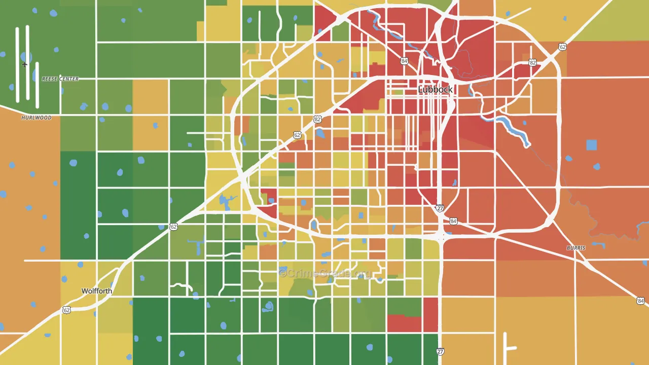 Lubbock, TX Map of Vandalism Rates