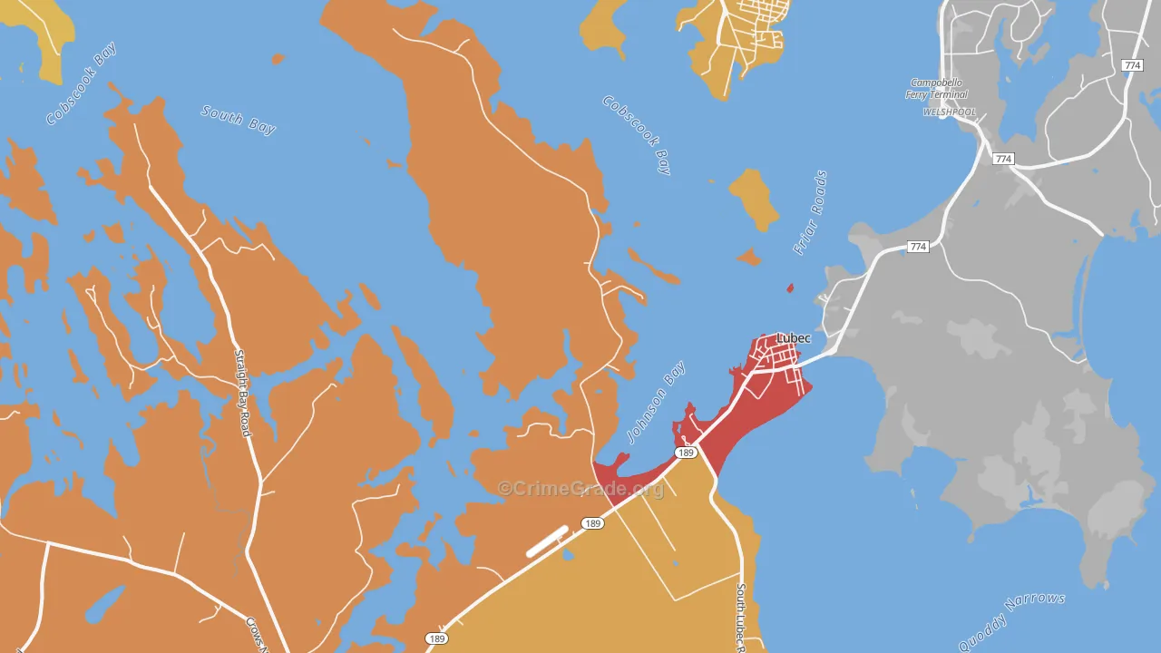 Lubec, ME Map of Vandalism Rates