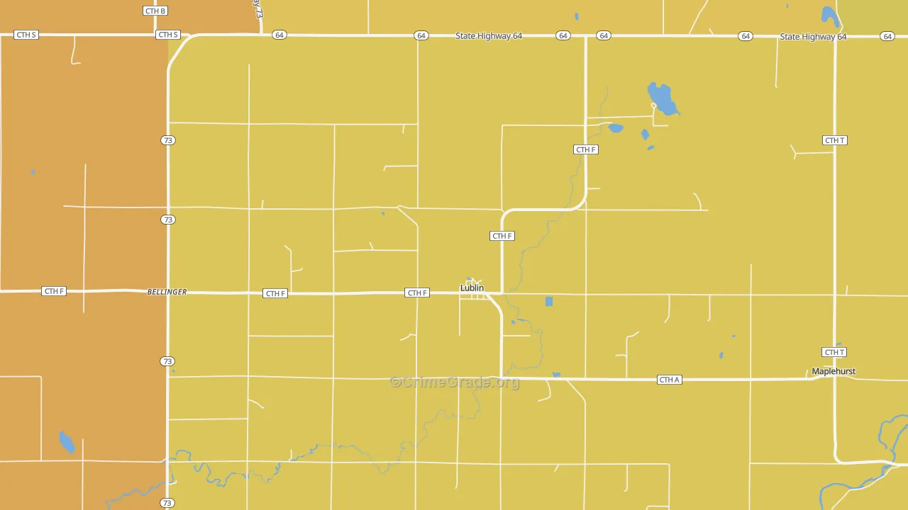 Lublin, WI Map of Vandalism Rates