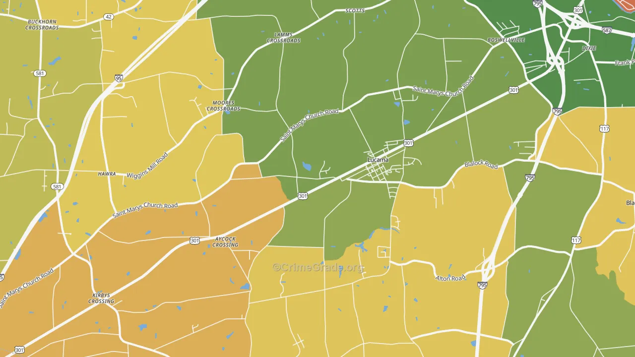 Lucama, NC Map of Vandalism Rates