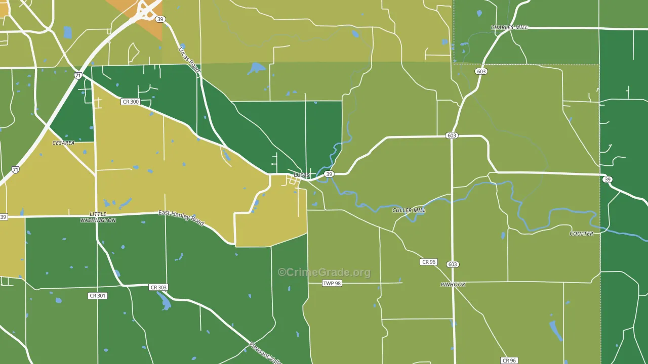 Lucas, OH Map of Vandalism Rates