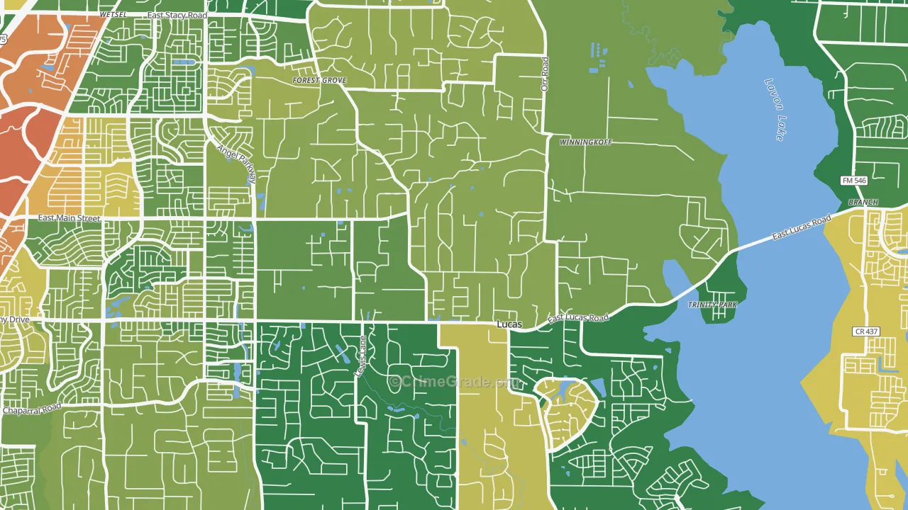 Lucas, TX Map of Vandalism Rates