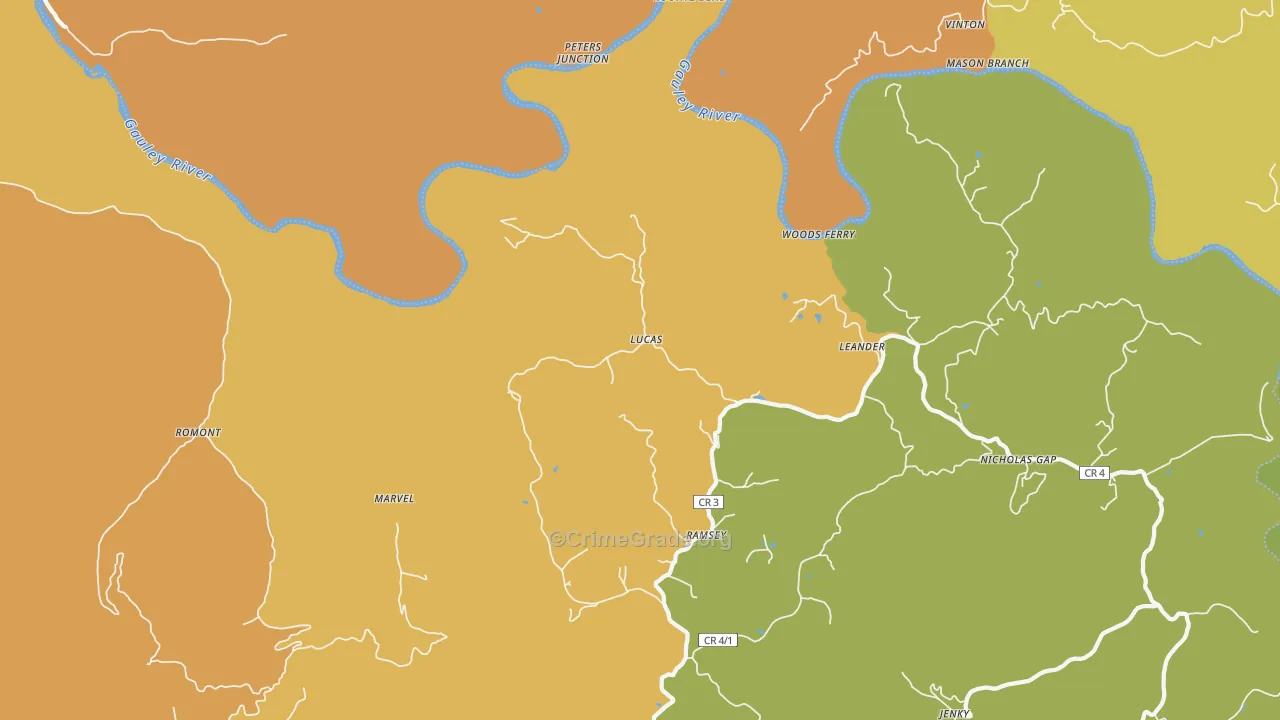 Lucas, WV Map of Vandalism Rates