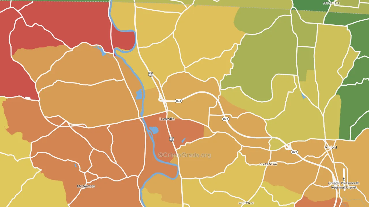 Lucasville, OH Map of Vandalism Rates