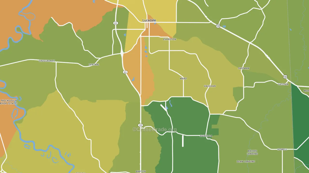 Lucedale, MS Map of Vandalism Rates