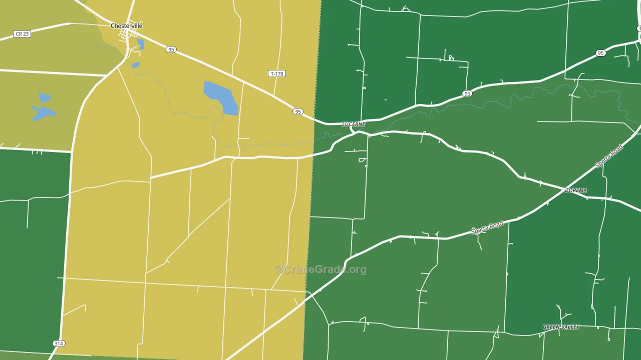 Lucerne, OH Map of Vandalism Rates