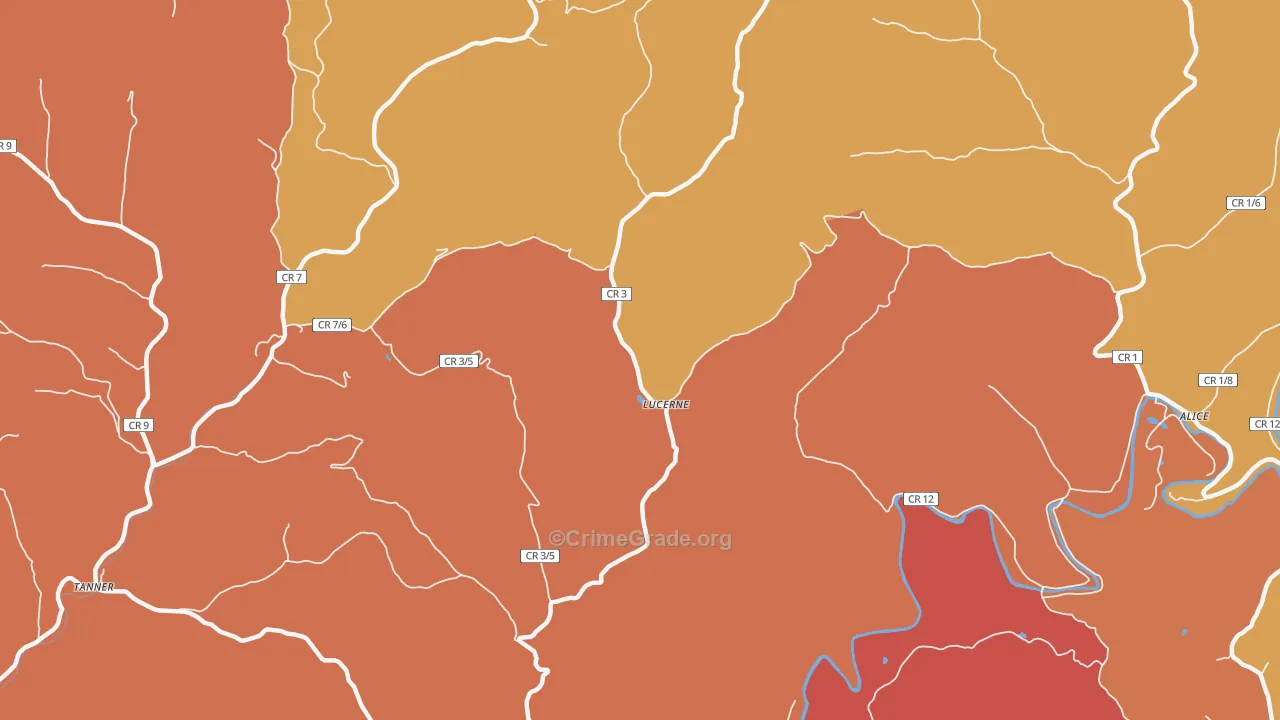 Lucerne, WV Map of Vandalism Rates